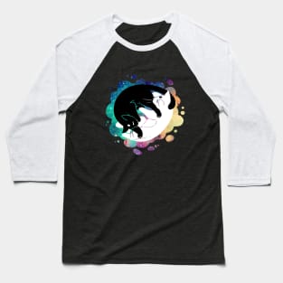 Yin Yang Cosmos Cats Baseball T-Shirt